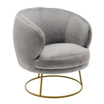 Fotoliu Rony catifea gri 78x75x82cm Fotoliu Rony catifea gri 78x75x82cm