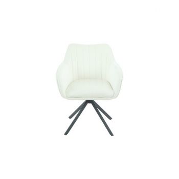 Fotoliu Rotativ Classy, design ergonomic, tapițerie catifelată, bază pivotantă, 50x45x87 cm, Alb