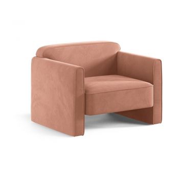 Fotoliu roz cu tapițerie din catifea Abby – Micadoni