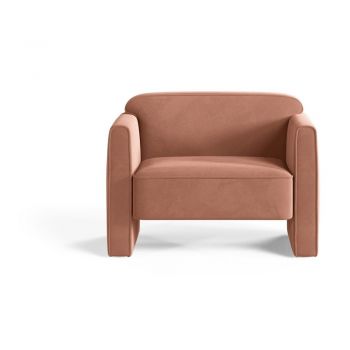 Fotoliu roz cu tapițerie din catifea Abby – Micadoni