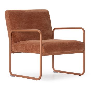 Fotoliu teracotă cu tapițerie din chenille Vince – MOME