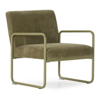Fotoliu verde cu tapițerie din chenille Vince – MOME