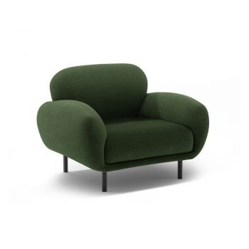 Fotoliu verde cu tapițerie din țesătură bouclé Poppy – Micadoni