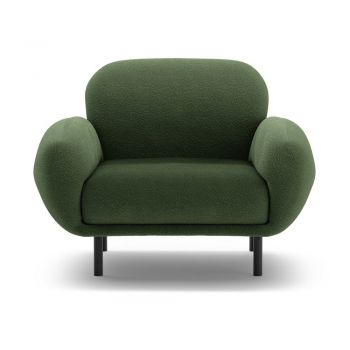 Fotoliu verde cu tapițerie din țesătură bouclé Poppy – Micadoni