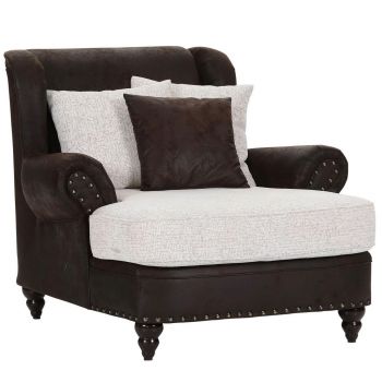 FOTOLIU XXL din textil, maro închis, bej