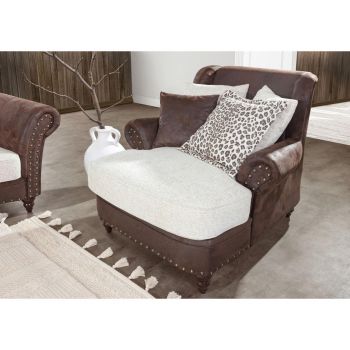 FOTOLIU XXL in textil maro închis, bej