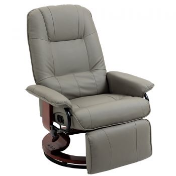 HOMCOM Fotoliu relax Fotoliu TV Fotoliu recliner Piele ecologică Scaun rotativ 360° Înclinat 145° Gri 78 x 87 x 100 cm | Aosom Romania