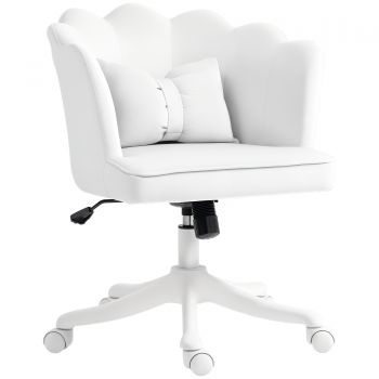 HOMCOM Scaun de birou cu design de petale de floare, pernă cu fundiță, bine tapițat, Alb | Aosom Romania HOMCOM Scaun de birou cu design de petale de floare, pernă cu fundiță, bine tapițat, Alb | Aosom Romania