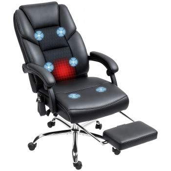 HOMCOM Scaun de Birou cu Masaj prin Vibrații, Spătar Înalt și Înălțime Reglabilă, 66x64x113-121 cm, Negru | Aosom Romania HOMCOM Scaun de Birou cu Masaj prin Vibrații, Spătar Înalt și Înălțime Reglabilă, 66x64x113-121 cm, Negru | Aosom Romania