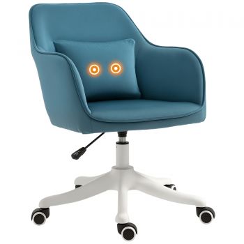 HOMCOM Scaun de birou din catifea fauteuil bureau masant, cu pernă lombară integrată, înălțime reglabilă, pivotant la 360°, albastru | Aosom Romania HOMCOM Scaun de birou din catifea fauteuil bureau masant, cu pernă lombară integrată, înălțime reglabilă, pivotant la 360°, albastru | Aosom Romania