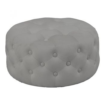 Puf taburet Ferdia catifea, gri, 59x59x28 cm