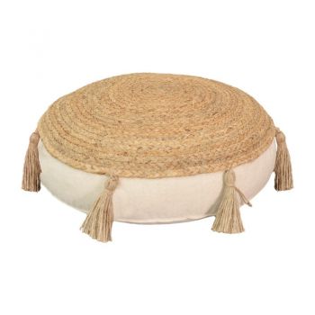 Puff scaun perna Ålefon  material Natural-Crem D40x8cm Puff scaun perna Ålefon  material Natural-Crem D40x8cm