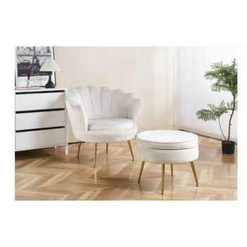 Set fotoliu și măsuță Ariel, catifea, 79x77x77 cm, bej Set fotoliu și măsuță Ariel, catifea, 79x77x77 cm, bej