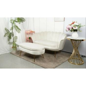 Set fotoliu și măsuță Ariel XXL, catifea, canapea 130x77x83 cm, măsuță 99x44,5x40 cm, alb Set fotoliu și măsuță Ariel XXL, catifea, canapea 130x77x83 cm, măsuță 99x44,5x40 cm, alb