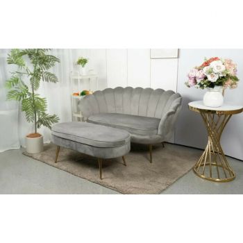 Set fotoliu și măsuță Ariel XXL, catifea, canapea 130x77x83 cm, măsuță 99x44,5x40 cm, gri Set fotoliu și măsuță Ariel XXL, catifea, canapea 130x77x83 cm, măsuță 99x44,5x40 cm, gri