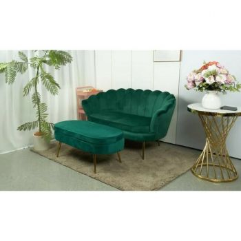 Set fotoliu și măsuță Ariel XXL, catifea, canapea 130x77x83 cm, măsuță 99x44,5x40 cm, verde