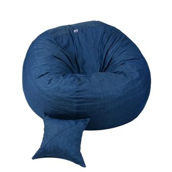 Set Fotoliu King Size cu Perna, Material Textil - Blue Denim