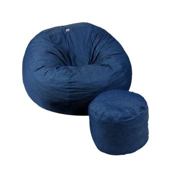 Set Fotoliu Matusalem cu Otoman (suport picioare), Material Textil - Blue Denim