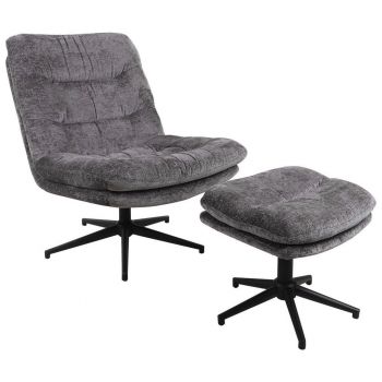 SET SCAUNE DE RELAXARE din metal, textil, antracit