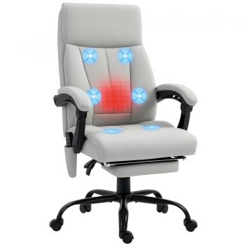 Vinsetto Fotoliu de birou cu funcție de masaj și încălzire, suport pentru picioare, până la 120 kg, Gri | Aosom Romania Vinsetto Fotoliu de birou cu funcție de masaj și încălzire, suport pentru picioare, până la 120 kg, Gri | Aosom Romania