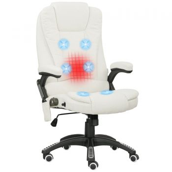 Vinsetto Scaun de birou ergonomic cu funcție de masaj, 68 x 72 x 110–120 cm, Crem | Aosom Romania Vinsetto Scaun de birou ergonomic cu funcție de masaj, 68 x 72 x 110–120 cm, Crem | Aosom Romania