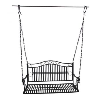 Balansoar de grădină negru din metal Cumbal – Garden Pleasure