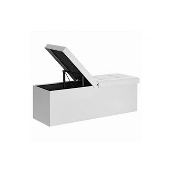 Bancheta de depozitare, Songmics, 120 L, LSF75WT, Alb, 300 Kg, 110 x 38 x 38 cm