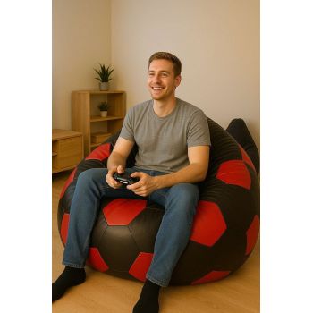 Bean Bag, Atelier del Sofa, 535PFT1230, Piele ecologica, Roșu/Negru