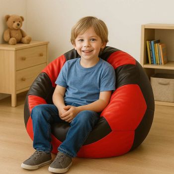 Bean Bag, Atelier del Sofa, 535PFT1238, Piele ecologica, Roșu/Negru