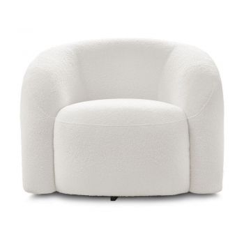 Fotoliu alb pivotant cu tapiÈu009Berie din Èu009BesÄu0083turÄbouclÃ© Elina âu0080Bobochic Paris