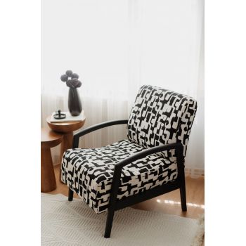 Fotoliu, Atelier del Sofa, 383EVN1257, Lemn, Alb/Negru