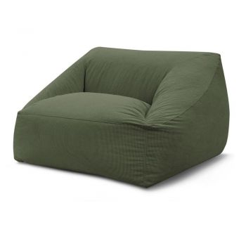 Fotoliu bean bag verde cu tapițerie din catifea reiată Lilibet – Bobochic Paris