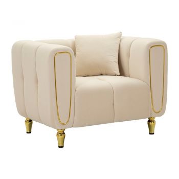 Fotoliu crem cu tapiÈu009Berie din catifea Alma âu0080Mauro Ferretti
