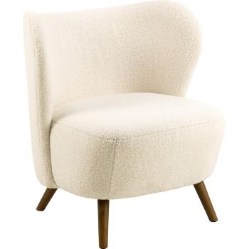 Fotoliu Crosby, Actona, 76x73x82 cm, plus teddy/lemn de cauciuc, crem