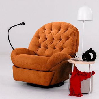 Fotoliu cu recliner, Atelier del Sofa, 752EST1510, Frame: 70% HORNBEAM/30% MELAMINE COATED CHIPBOARD, Caramiziu
