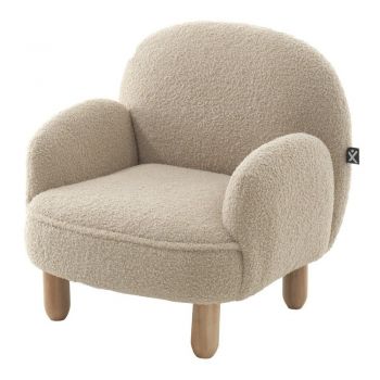 Fotoliu de copii bej cu tapițerie din țesătură bouclé Rocky – Vipack