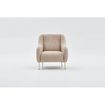 Fotoliu fix SIMENA, bej + auriu, 70x70x77 cm