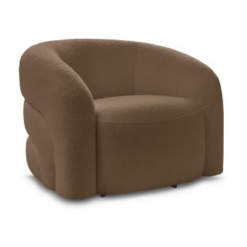 Fotoliu maro pivotant cu tapiÈu009Berie din Èu009BesÄu0083turÄbouclÃ© Elina âu0080Bobochic Paris