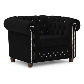 Fotoliu negru chesterfield cu tapiÈerie din catifea York Blik âRopez