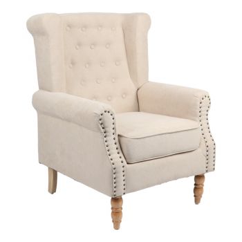 Fotoliu Piore din tesatura maro inchis  cauciuc, de nuc 77x80x106cm