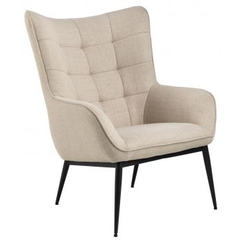 Fotoliu Redding, Actona, 76.5x91x99 cm, tesatura structurata/otel, bej