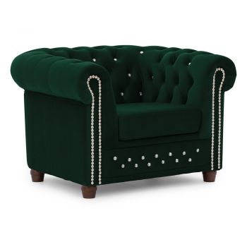 Fotoliu verde chesterfield cu tapiÈu009Berie din catifea York Blik âu0080Ropez