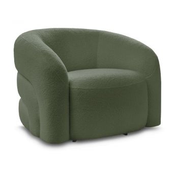 Fotoliu verde pivotant cu tapiÈu009Berie din Èu009BesÄu0083turÄbouclÃ© Elina âu0080Bobochic Paris