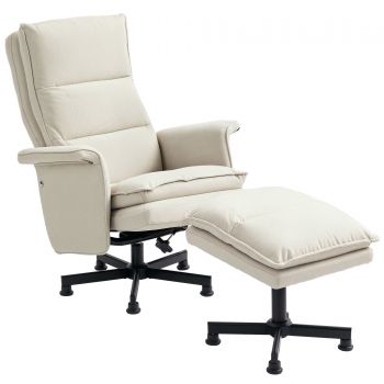 HOMCOM Fotoliu de masaj electric relaxant cu suport pentru picioare și telecomandă material tip in 78 x 93 x 99 cm bej | Aosom Romania