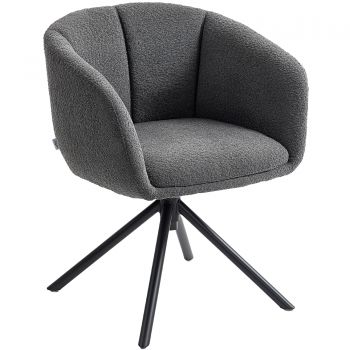 HOMCOM Fotoliu, scaun tapițat cu coajă de șezut confortabilă, rotativ, tapițerie plăcută, până la 120 kg, Gri închis | Aosom Romania