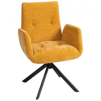 HOMCOM Fotoliu tapițat, fotoliu accent, design modern, rotativ, până la 120 kg, Galben | Aosom Romania