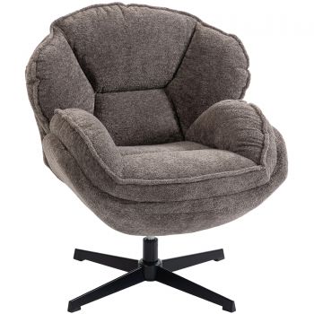 HOMCOM Fotoliu wingback modern, fotoliu cu braţe din catifea cu bază în patru braţe, arcuri în S, funcţie de rotaţie 360°, gri | Aosom Romania