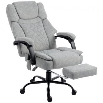 HOMCOM Scaun de birou cu spătar înalt și masaj, cu vibrații, funcție de încălzire, spătar reglabil, suport pentru picioare, telecomandă, gri | Aosom Romania