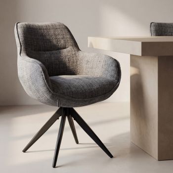 Scaun rotativ TURIN, gri inchis/negru, stofa clasica/metal, 65x62x86 cm - Default Title