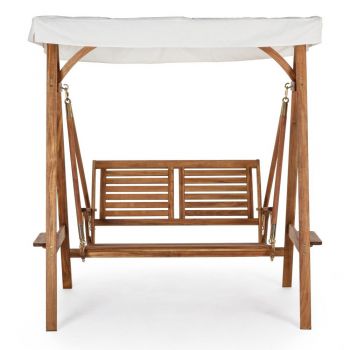 Balansoar de grădină în culoare naturală din lemn masiv Noemi – Bizzotto